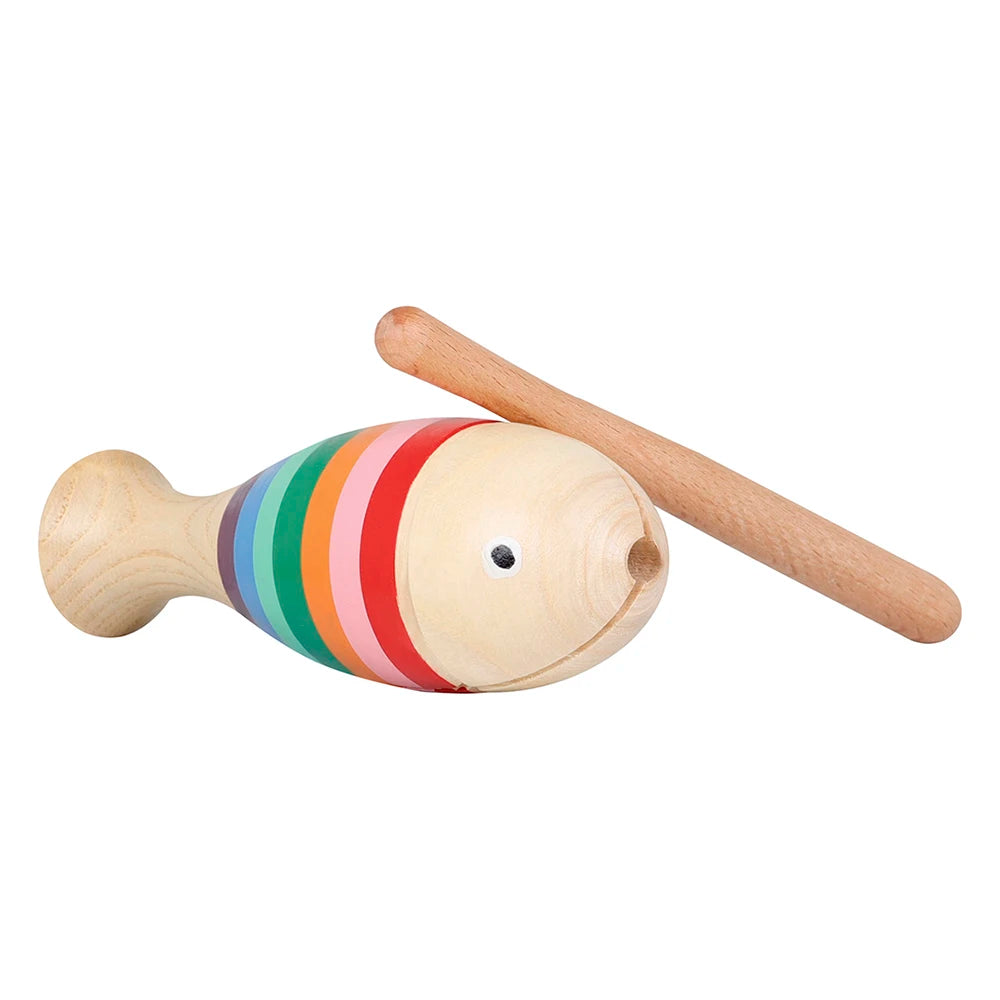 Wooden Musical Instrument for Children Kid Toys Percussion Colorful Fish Toy Toddler Music Early Education Tool Gift With Stick
