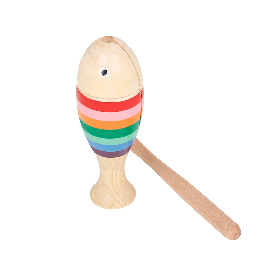 Wooden Musical Instrument for Children Kid Toys Percussion Colorful Fish Toy Toddler Music Early Education Tool Gift With Stick