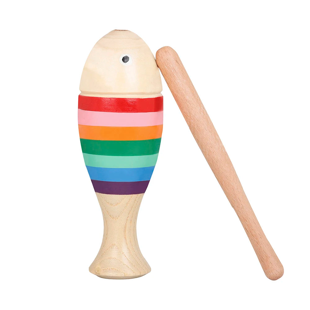 Wooden Musical Instrument for Children Kid Toys Percussion Colorful Fish Toy Toddler Music Early Education Tool Gift With Stick