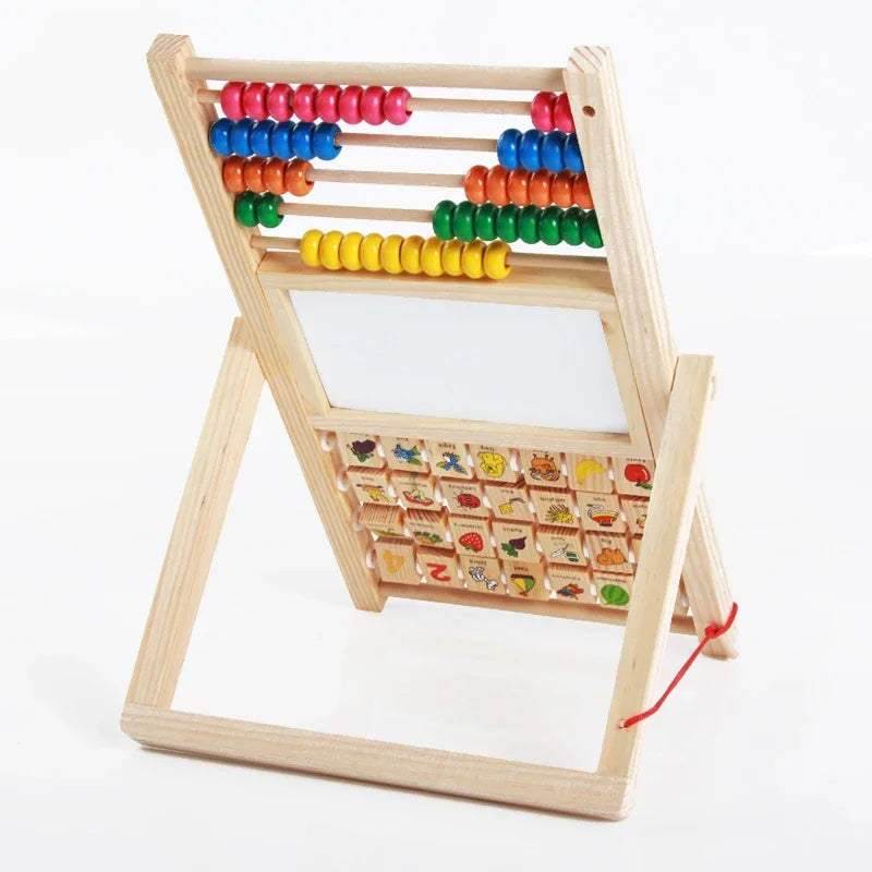 Boulier à perles en bois avec ardoise à dessiner