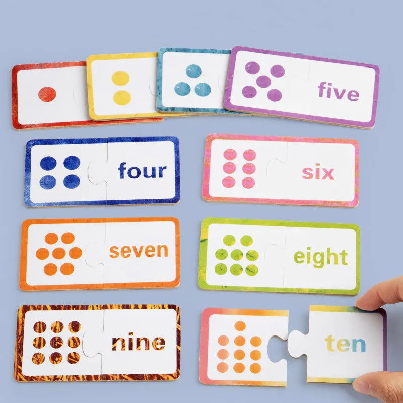 Wooden Number Matching Puzzle Toys Montessori Early Education Digital Pattern Thicken Blocks Game for Baby Festival Gift Toy