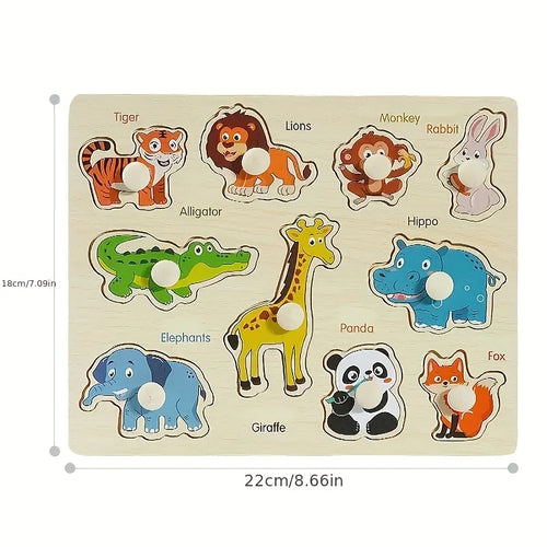 Baby Hand-Hold Puzzle Board – Montessori Wooden Shape Matching Toy for Toddlers, Early Cognitive & Motor Skills Development