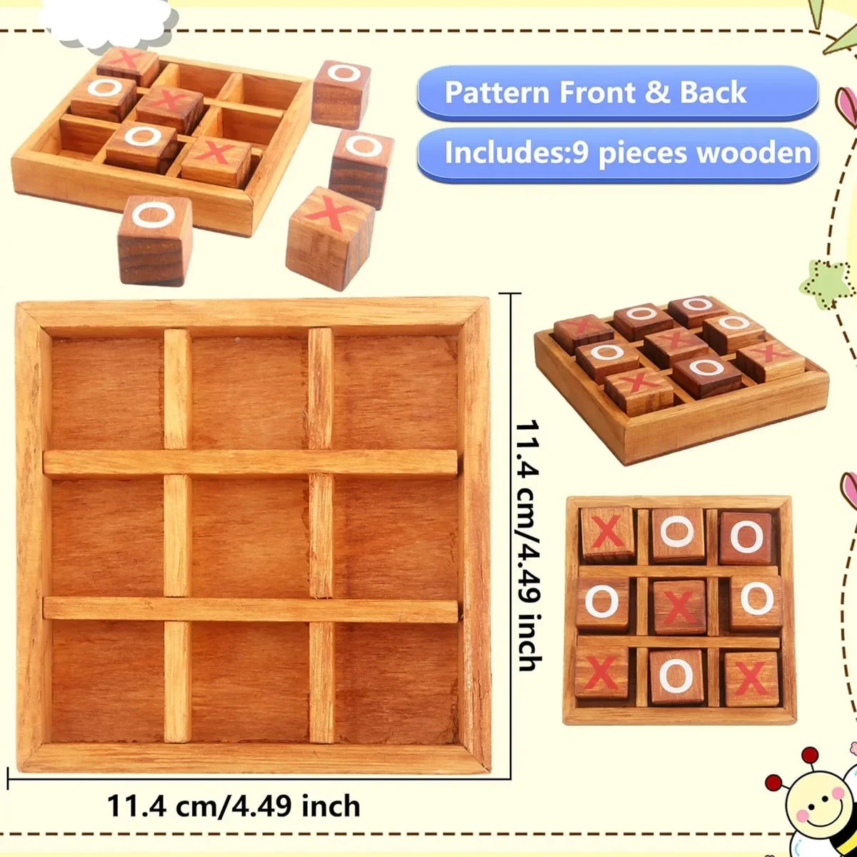 Tic Tac Toe aus Holz — Brettspiel für Kinder
